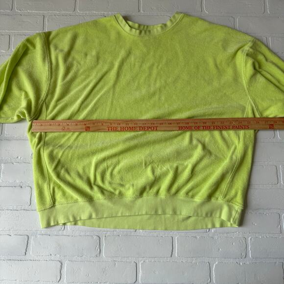 Daily Drills Terry Cloth Crew Neck Lime Green Oversized Sweatshirt  sz XS/S - Picture 5 of 6